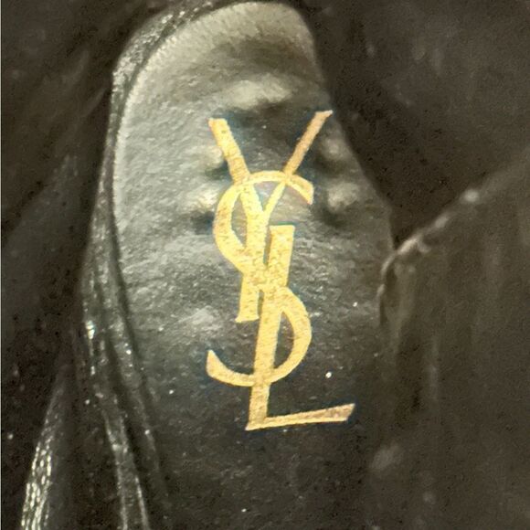 Saint Laurent YSL Vintage Tall Leather Buckle Wedge Boots Size 39/9 Black - Picture 5 of 8